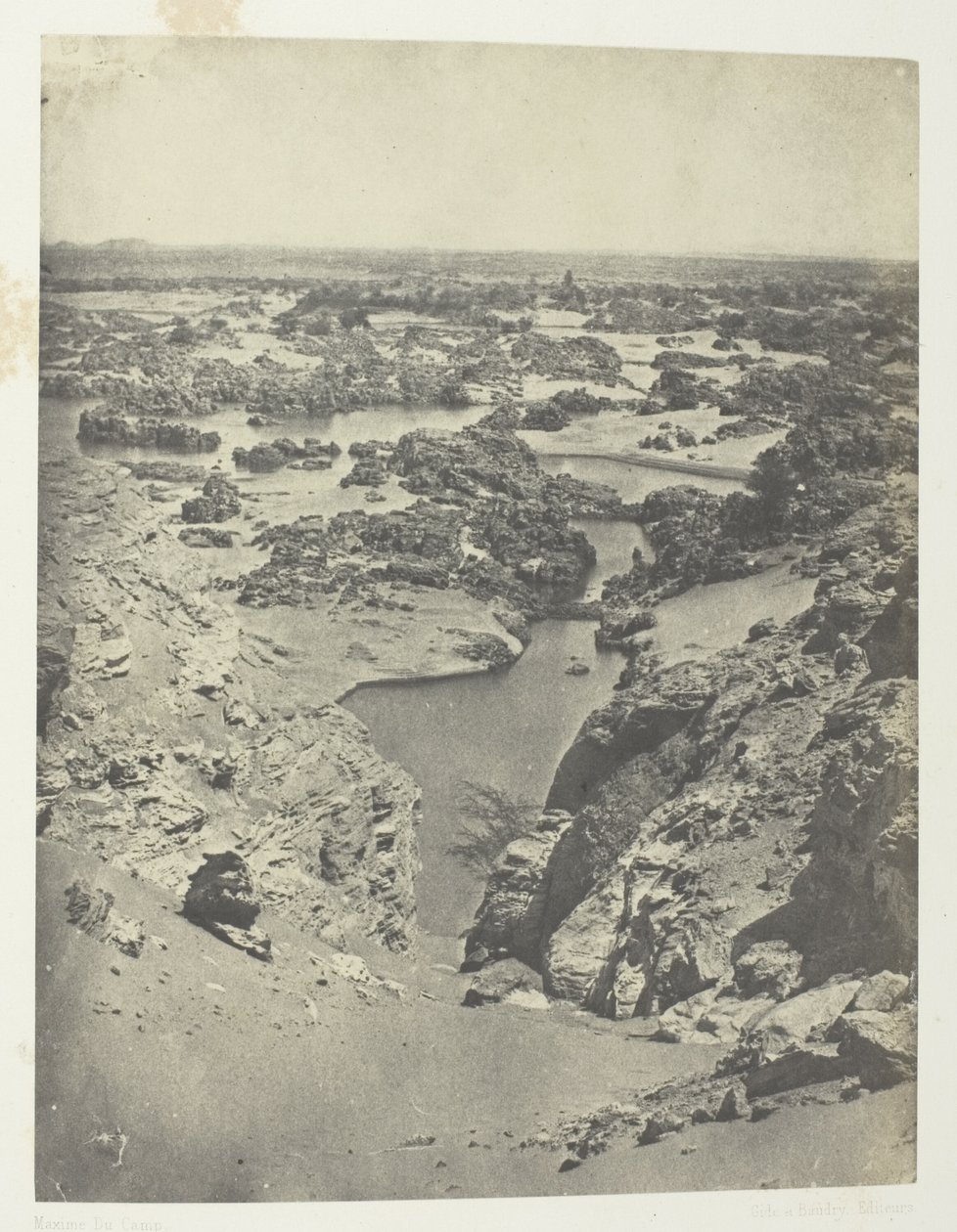 Vue Cavalière De La Seconde Cataracte; Nubie, plade 111 fra albummet "Egypte, Nubie, Palestine et Syrie" (1852) af Maxime Du Camp