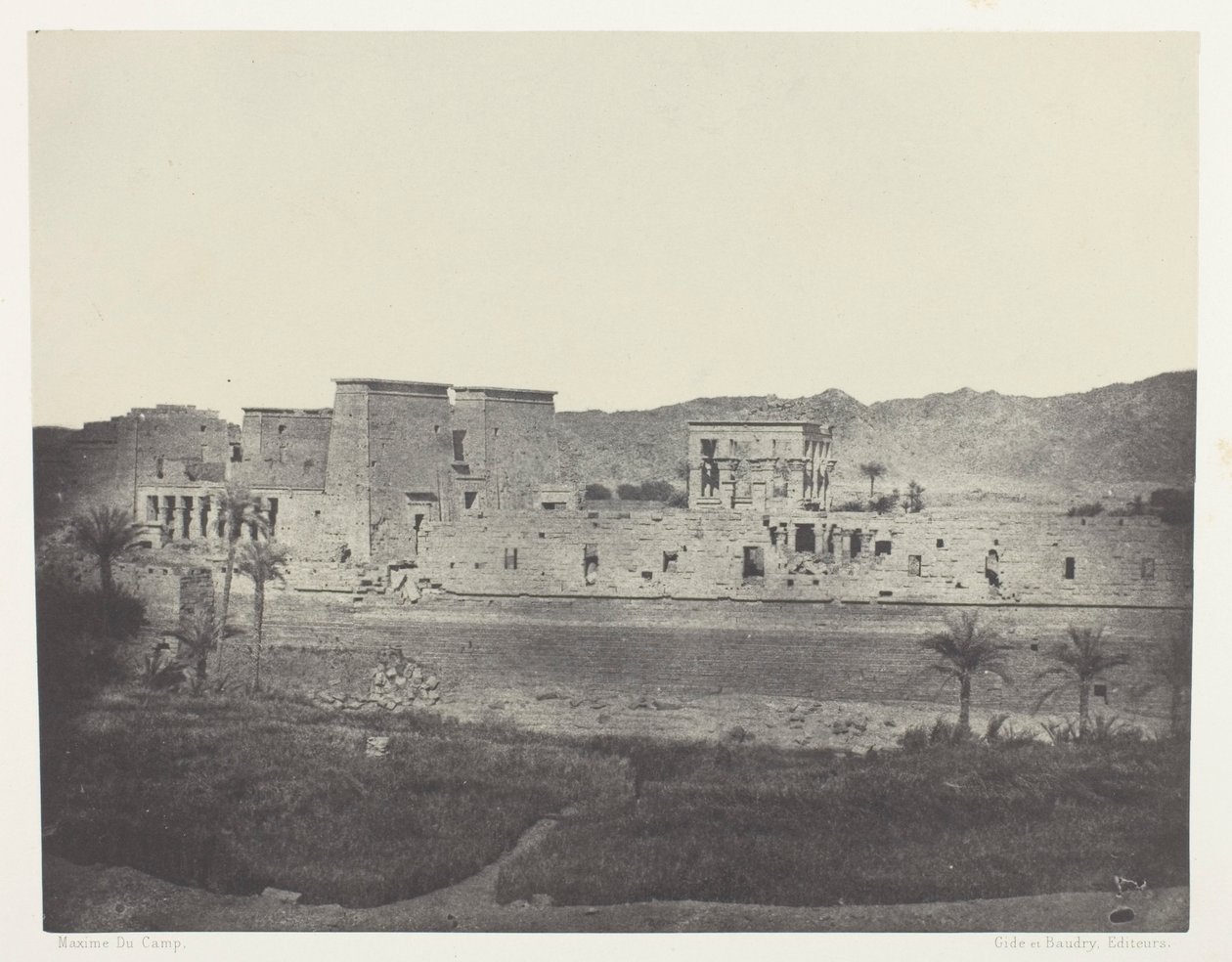 Udsigt taget fra øen Beghé, West, Philoe; Nubien, plade 68 fra albummet "Egypte, Nubie, Palestine et Syrie" (1852) af Maxime Du Camp