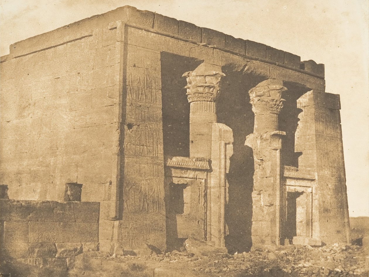 Udsigt over facaden af ​​pronaos af Dakkeh Pselcis-templet, 5. april 1850. af Maxime Du Camp