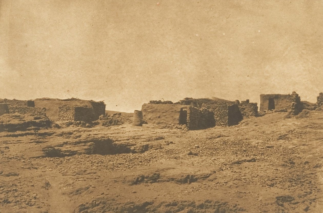 Udsigt over landsbyen Abou-hor Krebsens kreds, april 1850. af Maxime Du Camp