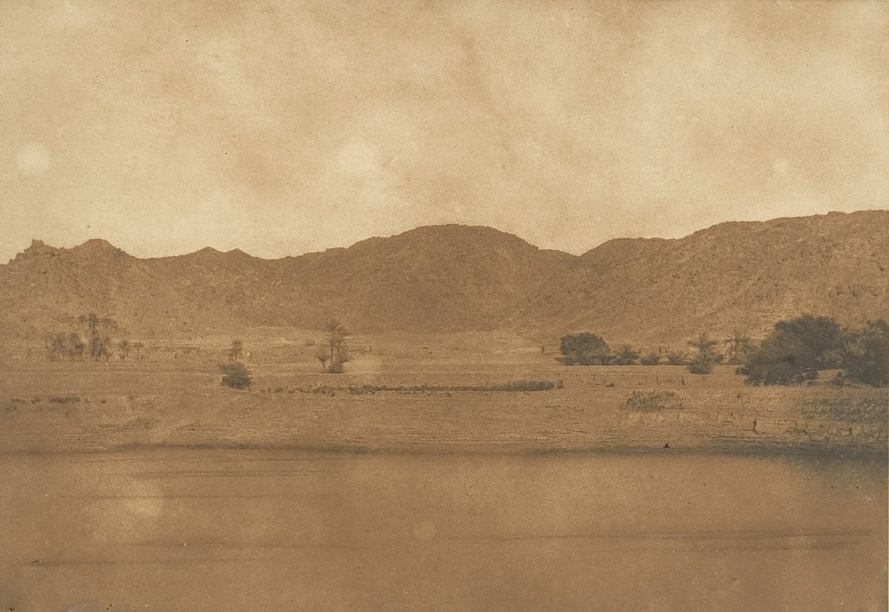 Udsigt taget fra den nordøstlige del af Philae - landsbyen Kolokina, 1849-50. af Maxime Du Camp
