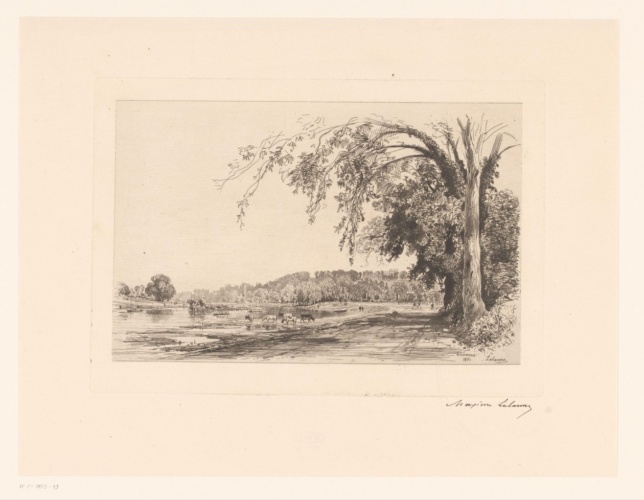 Udsigt over Richmond Richmond (titel på objekt) af Maxime François Antoine Lalanne (signed by artist)