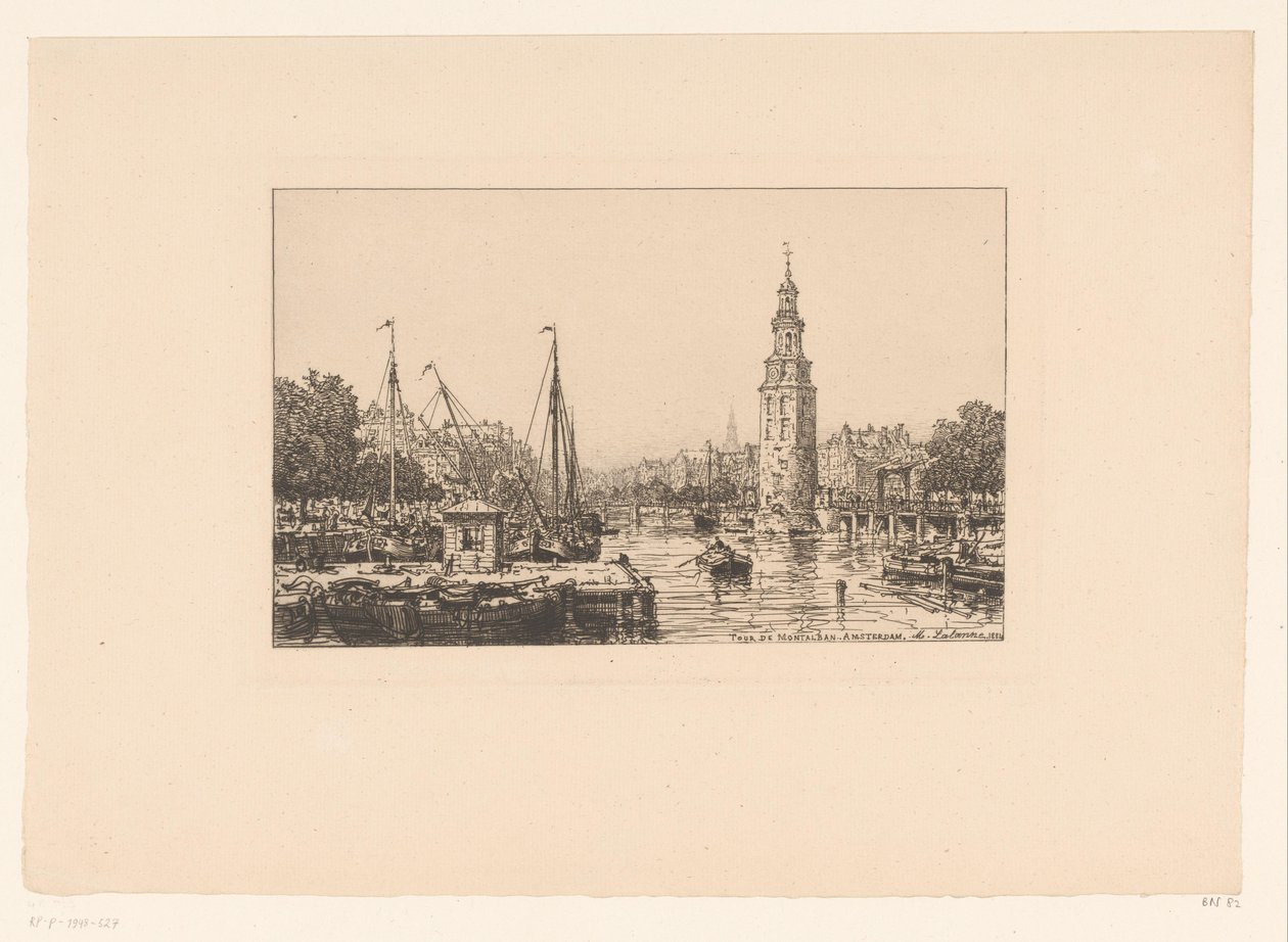 Udsigt over Montelbaanstoren i Amsterdam Tour de Montalban Amsterdam af Maxime François Antoine Lalanne