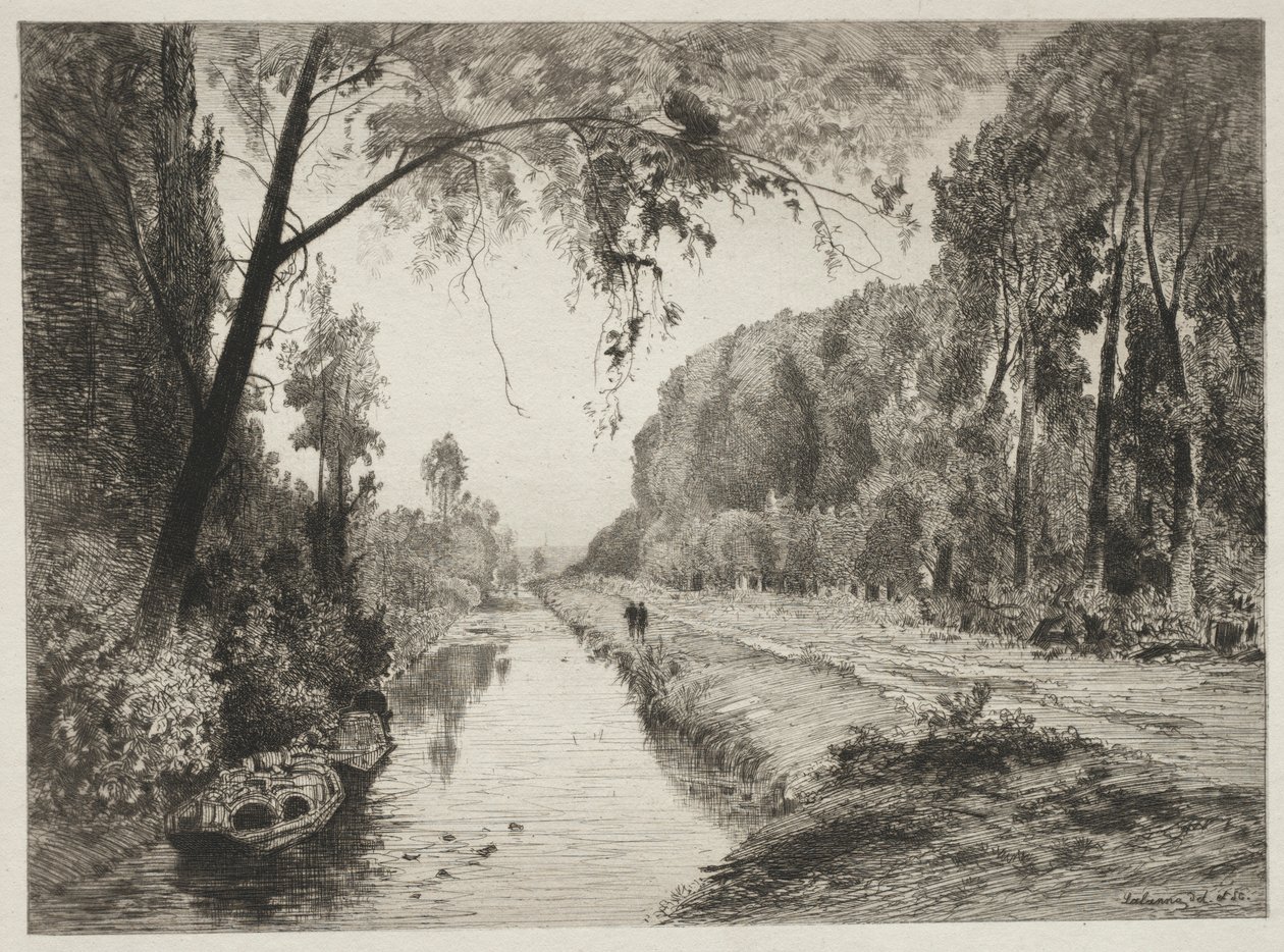 Kanal ved Pont Sainte-Maxence, ca. 1878. af Maxime Lalanne