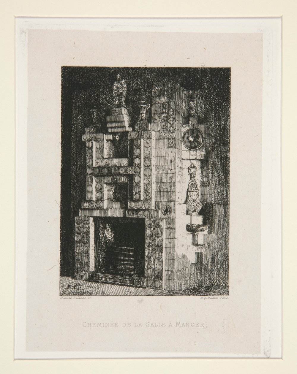Chemin?e de la salle ? krybbe (Ildsted i Spisestuen), pl. 4 fra suiten Chez Victor Hugo (Victor Hugo af Maxime Lalanne