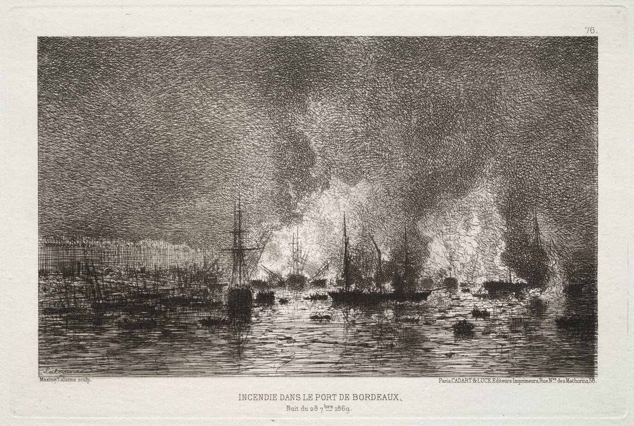 Brand i havnen i Bordeaux af Maxime Lalanne