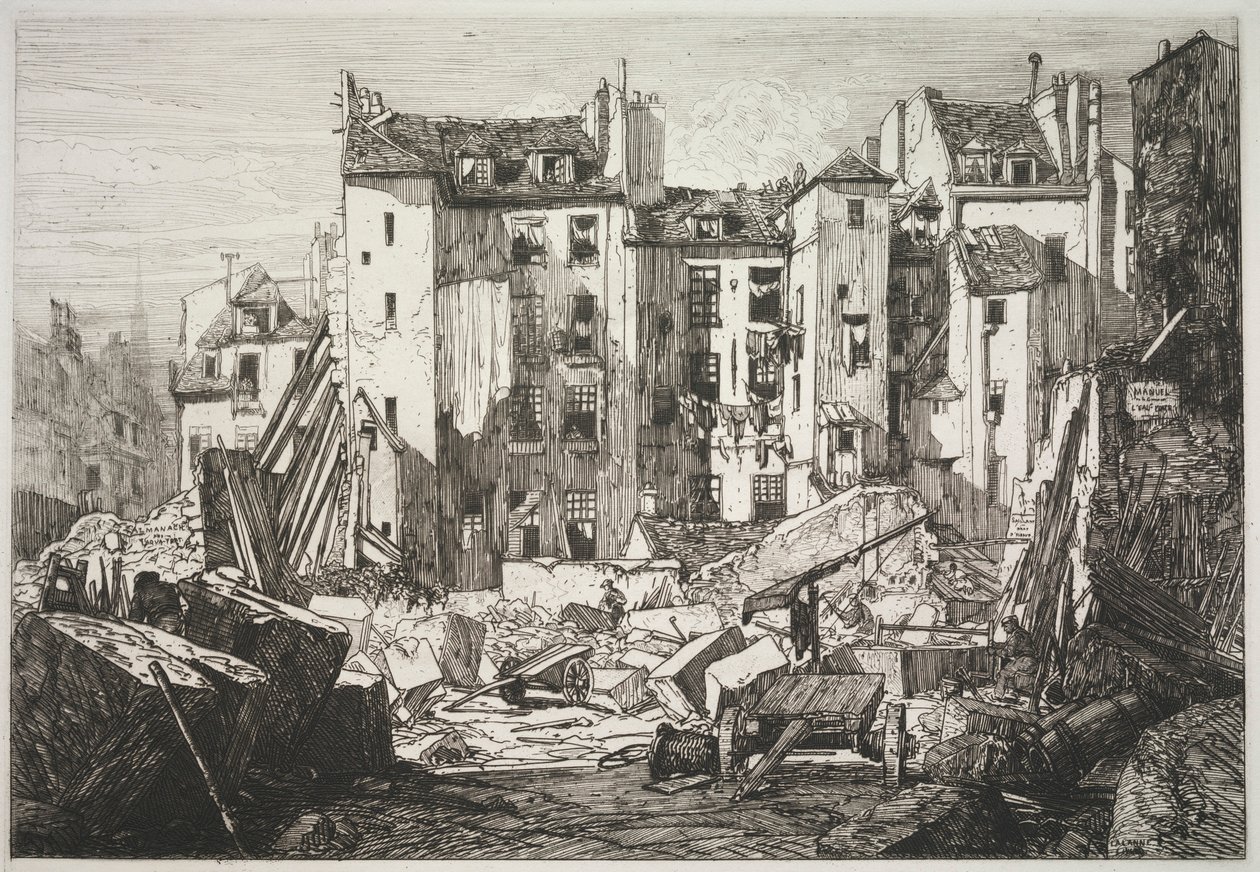 Nedrivning til åbningen af ​​Rue des Ecoles, 1862. af Maxime Lalanne
