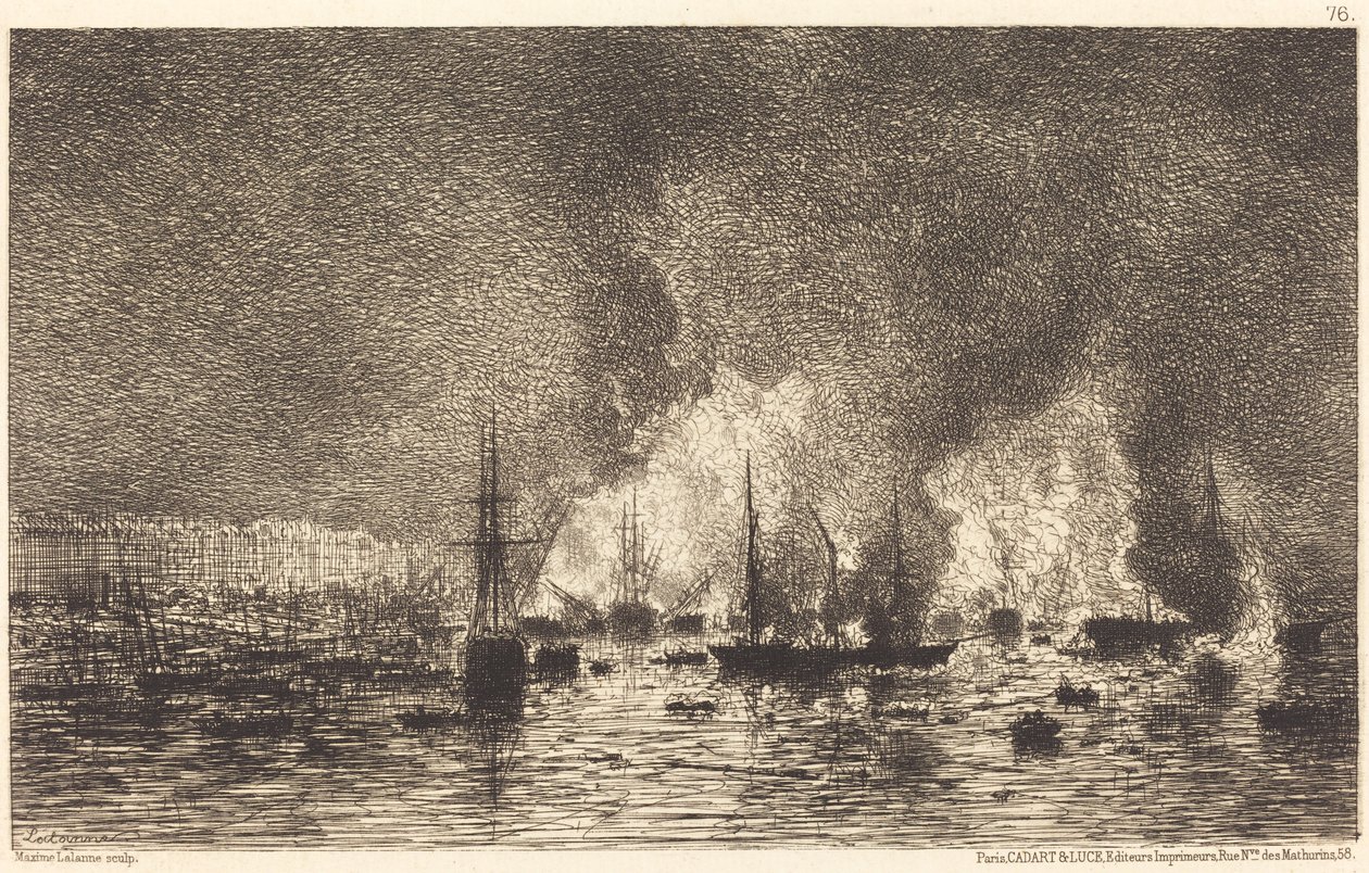 Brand i havnen i Bordeaux af Maxime Lalanne