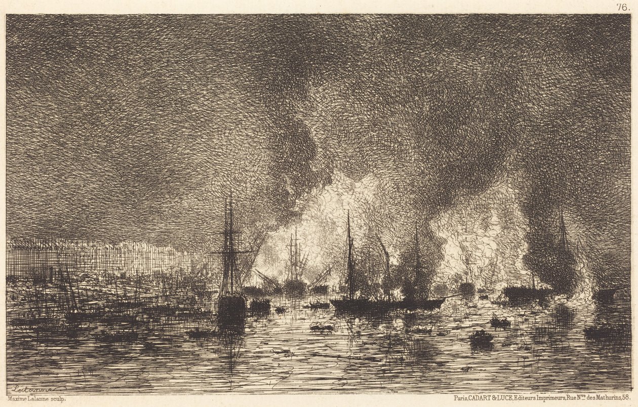 Brand i havnen i Bordeaux af Maxime Lalanne