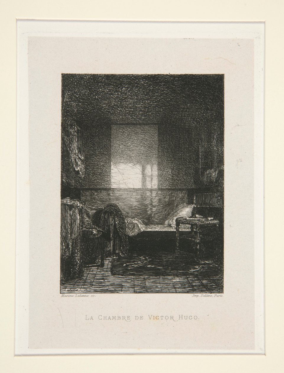 Victor Hugos soveværelse, pl. 11 fra suiten At Victor Hugo (Victor Hugo). af Maxime Lalanne