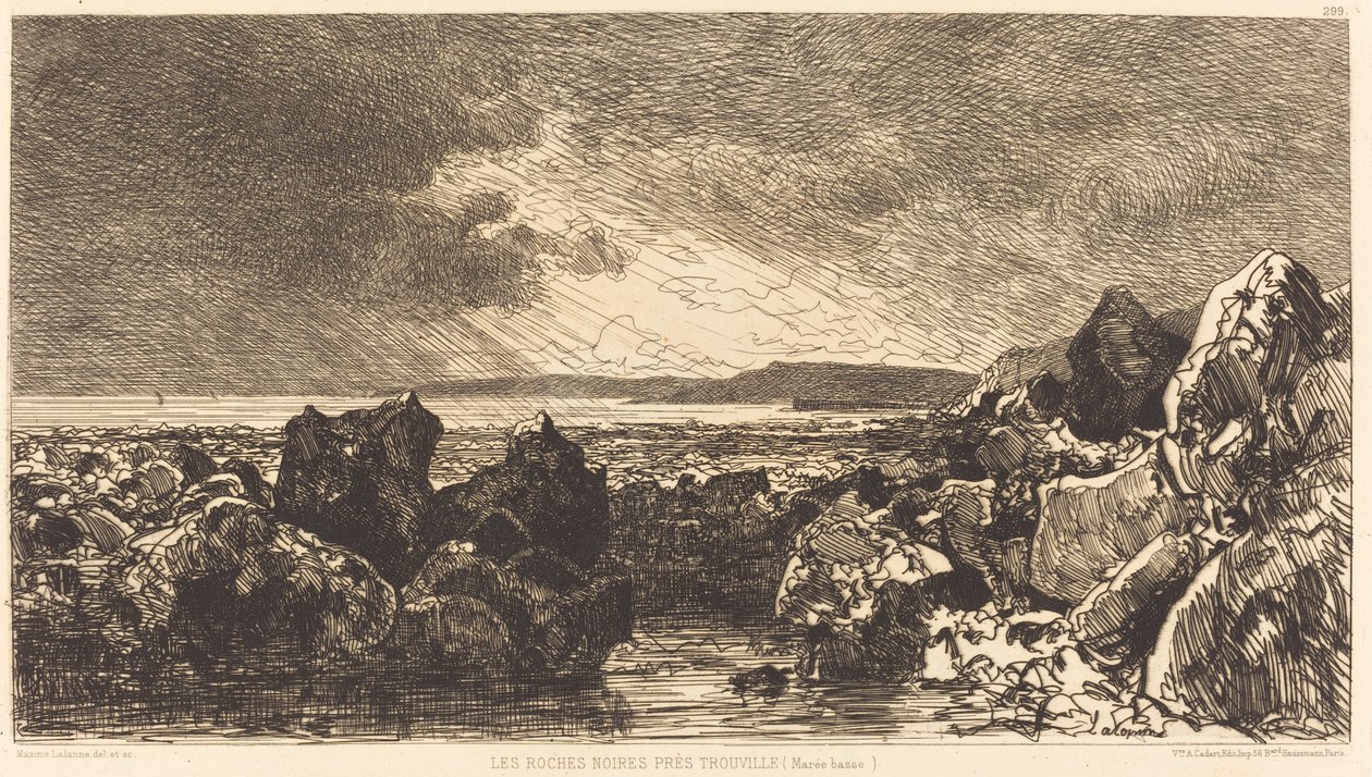 The Black Rocks nær Trouville (lavvande) af Maxime Lalanne