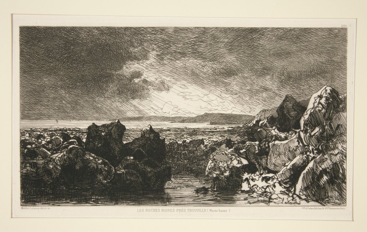 The Black Rocks nær Trouville [lavvande] af Maxime Lalanne