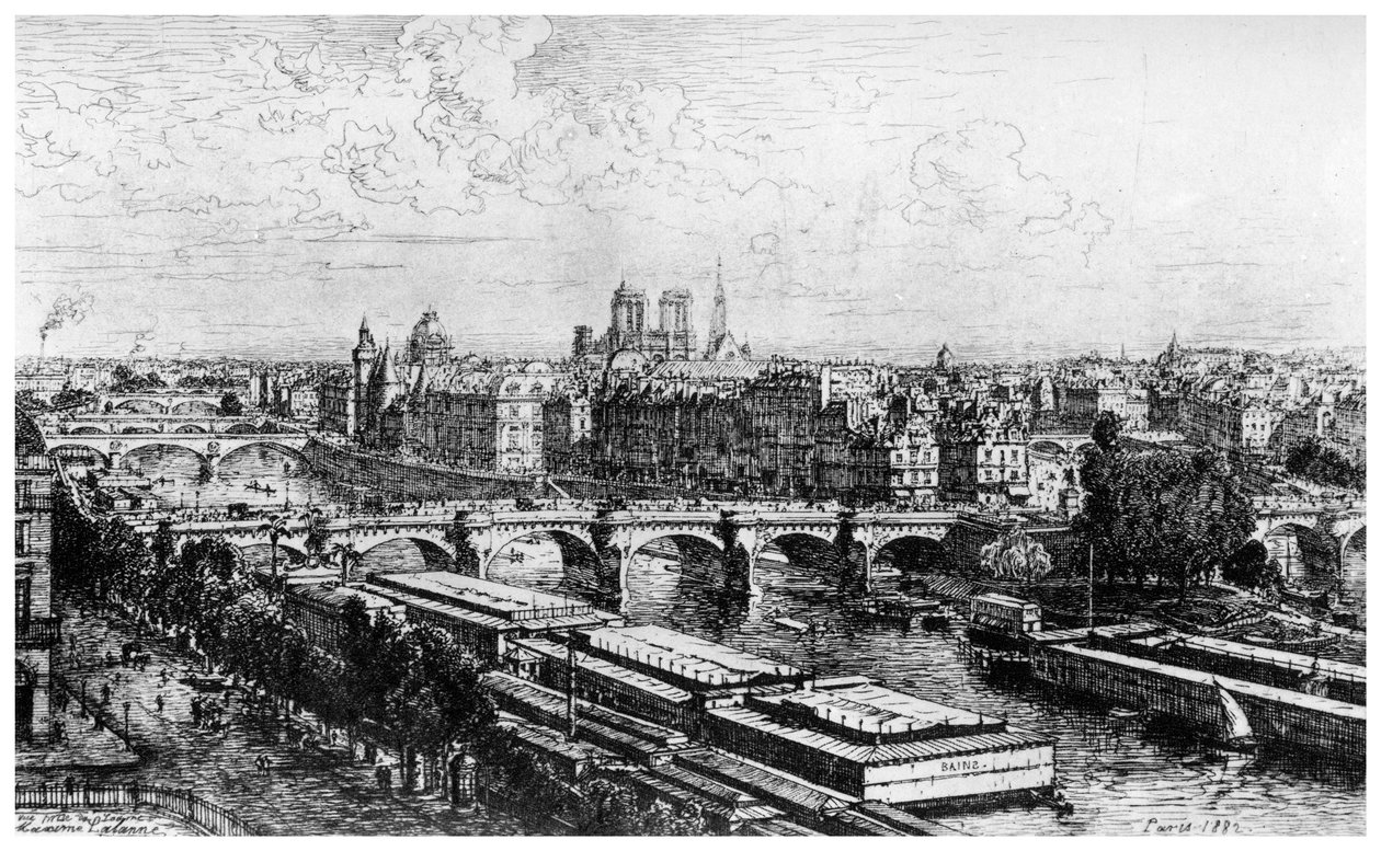 Paris taget fra Louvre, c1850-1895 1924 af Maxime Lalanne