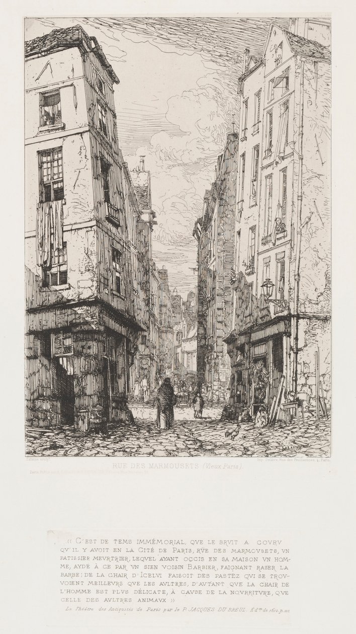 Rue des Marmosets Old Paris, 1862. af Maxime Lalanne