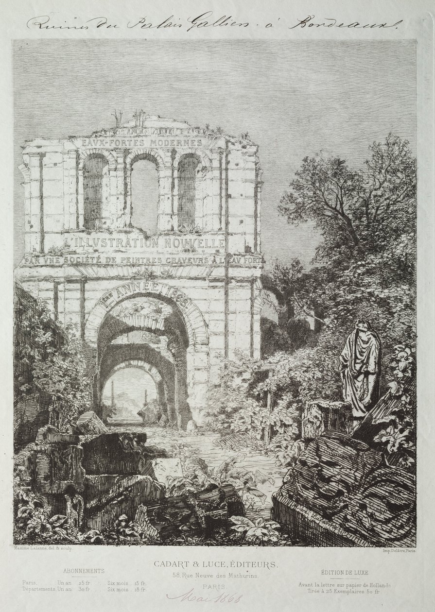 Ruinerne af Gallien-paladset i Bordeaux, 1866-1868. af Maxime Lalanne