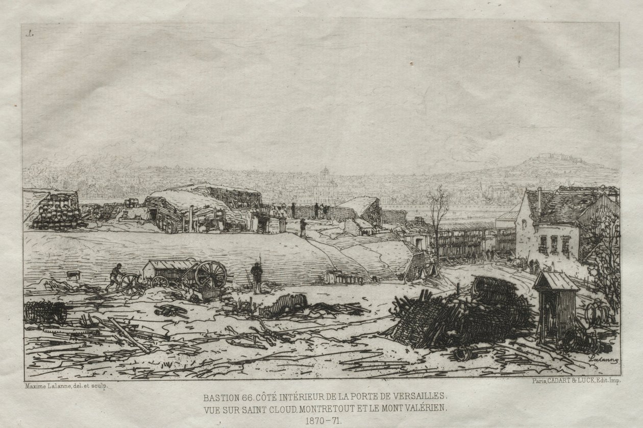 Kunstneriske minder om belejringen af ​​Paris: Bastiene 66. Indvendig side af Porte De Versaille.... af Maxime Lalanne