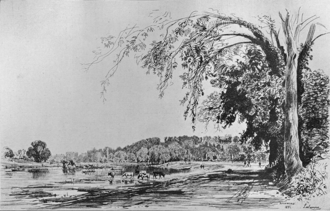 Udsigt over Richmond fra Themsen, 1871 af Maxime Lalanne