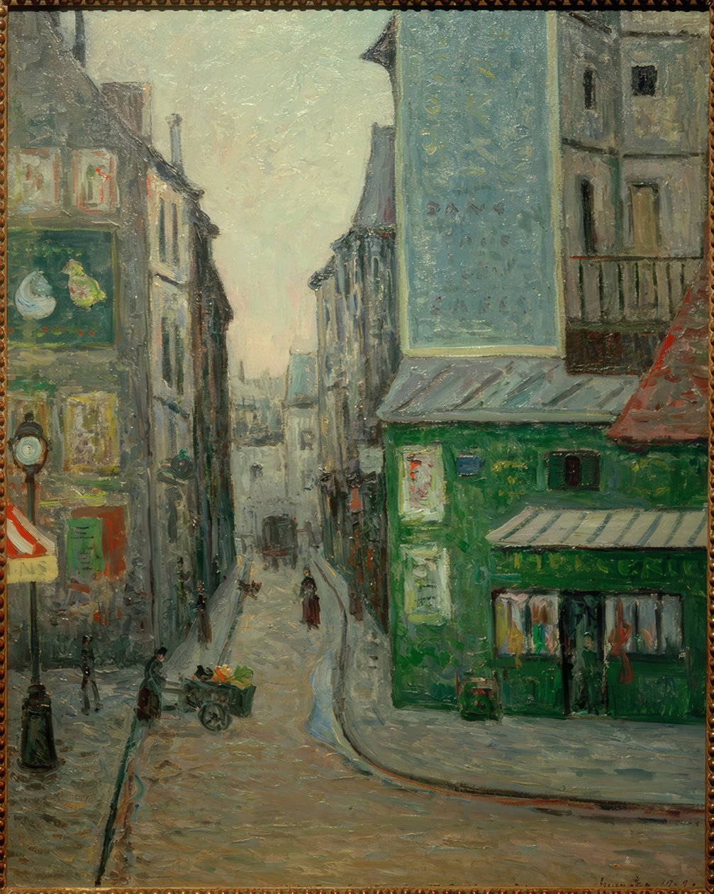 Platz St. André des Arts, Rue Suger, Paris af Maxime Emile Louis Maufra