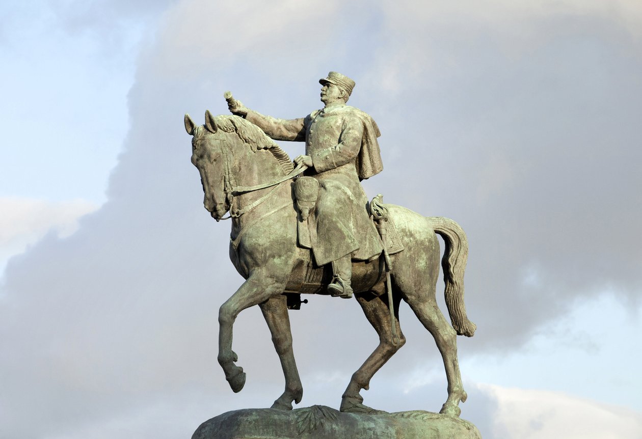 Rytterstatue af Joseph Joffre (1852-1931), militær, marechal af Frankrig, fransk øverstbefalende i slaget ved Marne under Første Verdenskrig, bronzeskulptur af Maxime Real del Sarte (1888-1954), af Maxime Real del Sarte