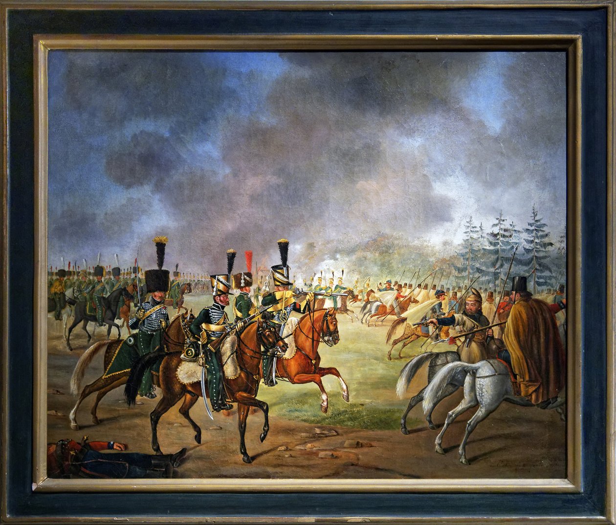 Kamp af det 5. regiment af jægere til hest (olie på lærred) af Maximilian Joseph de Schauenburg