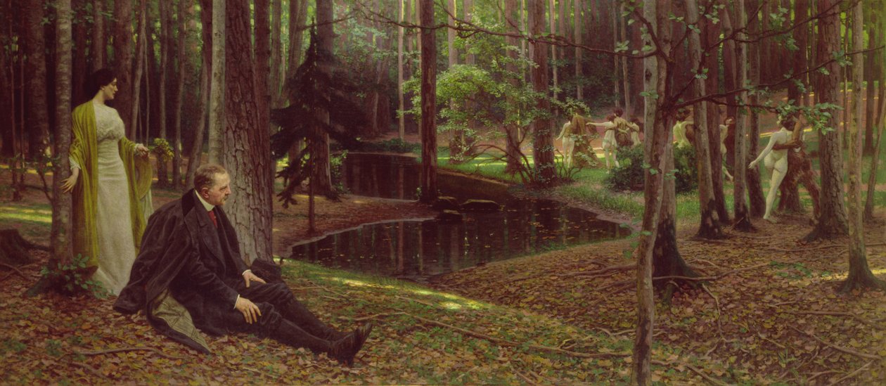 Maleren Freidrich Konig (1847-1941) og Ida Kubelweiser et træ, ca. 1910 (o/c) af Maximilian Lenz