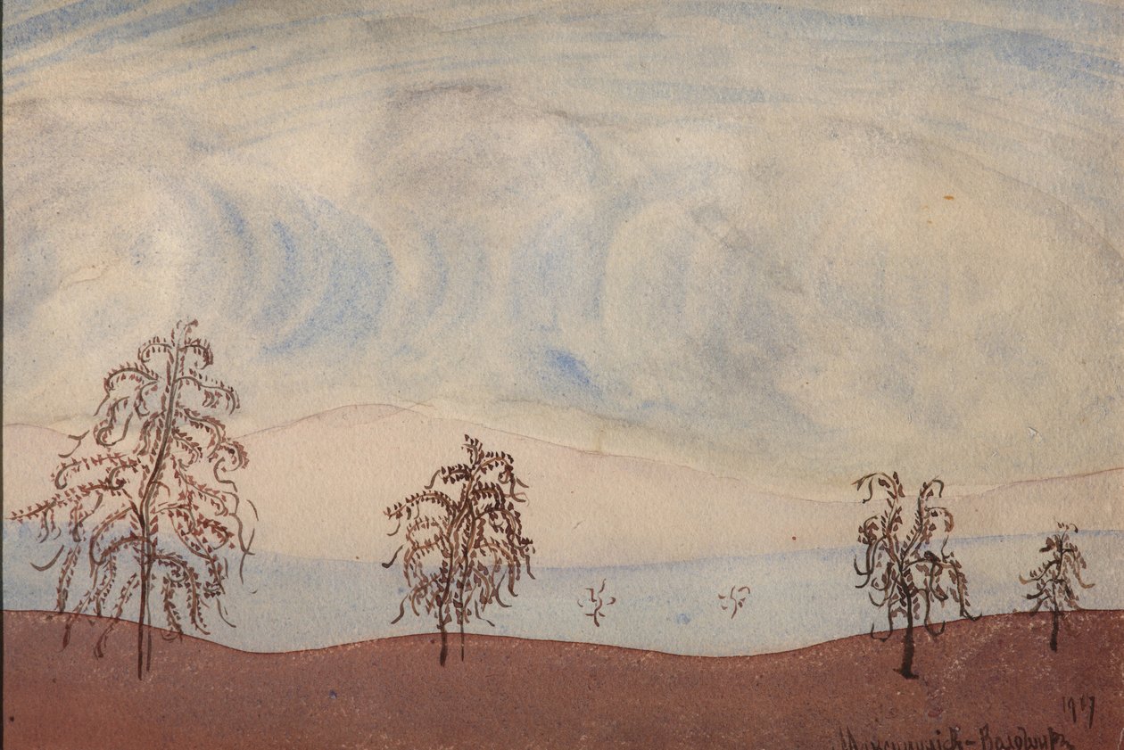 Landskab med træer, 1917 af Maximilian Voloshin