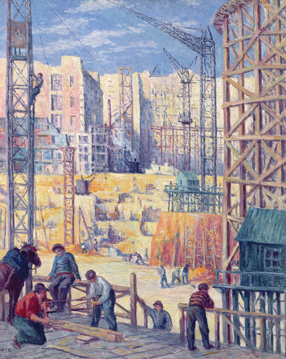 Byggeplads i Paris, quai de Passy, ​​1907 af Maximilien Luce