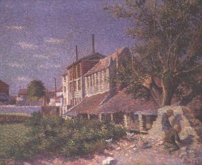 Garverier langs Bievre-floden, 1887 af Maximilien Luce