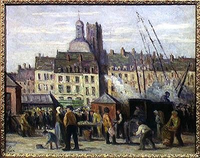 Fiskemarkedet, Dieppe, 1930 af Maximilien Luce