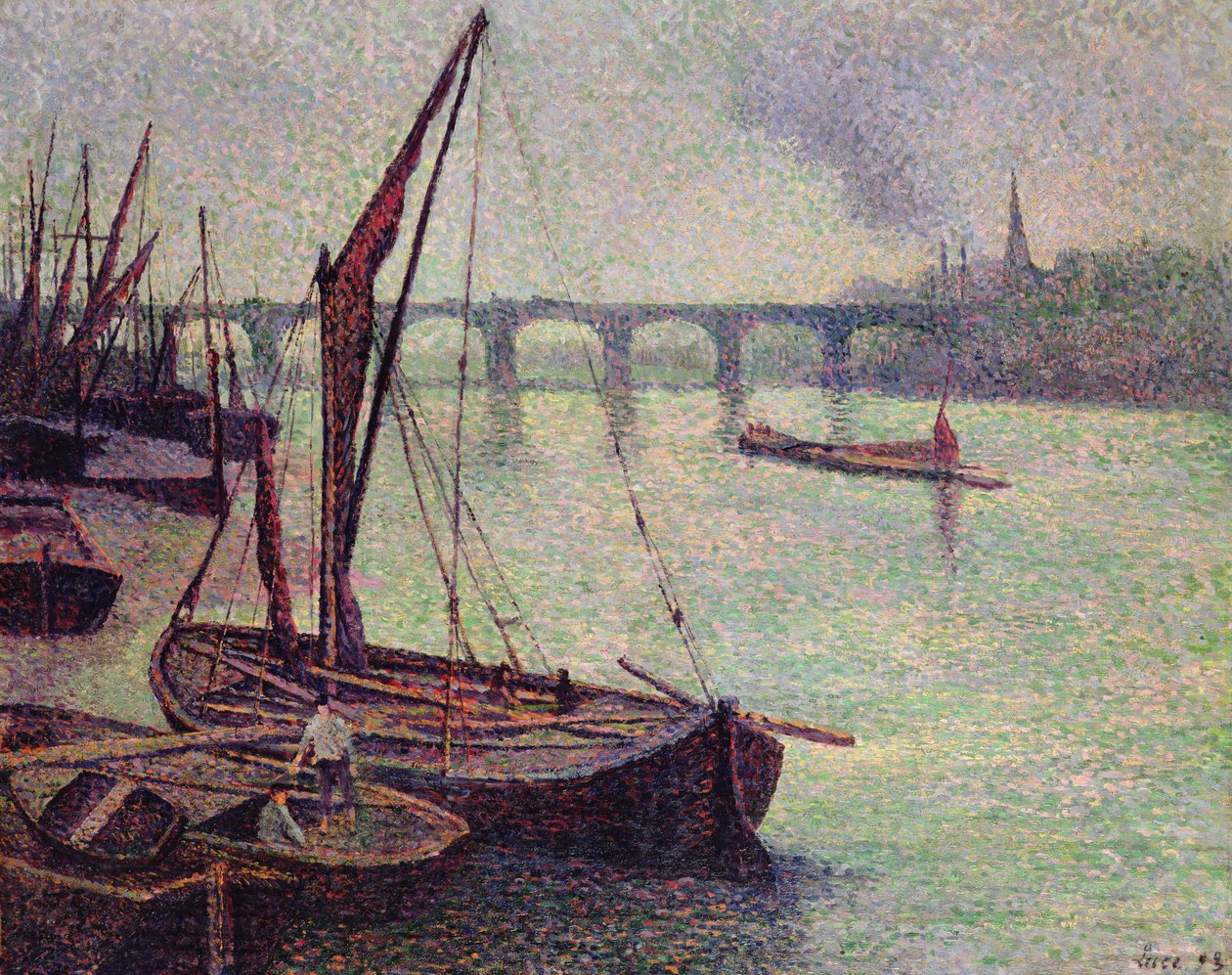 Themsen ved Vauxhall Bridge, London, 1893 af Maximilien Luce