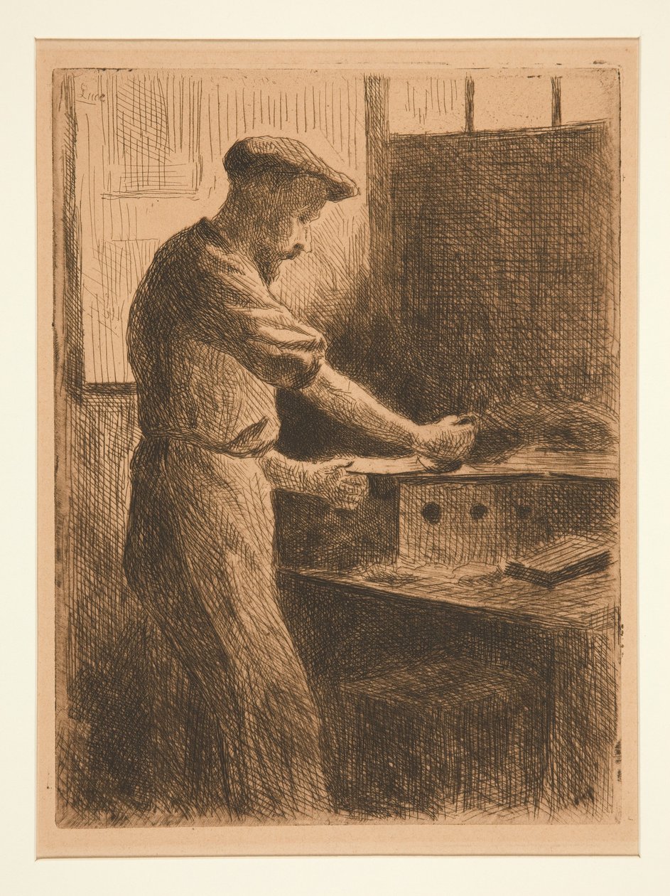 Auguste Delâtre på arbejde af Maximilien Luce
