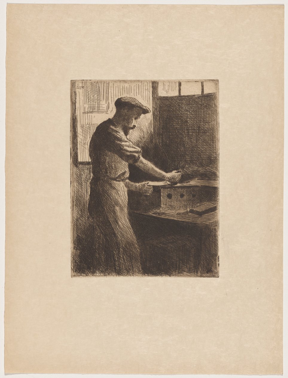 Auguste Delâtre på arbejde af Maximilien Luce