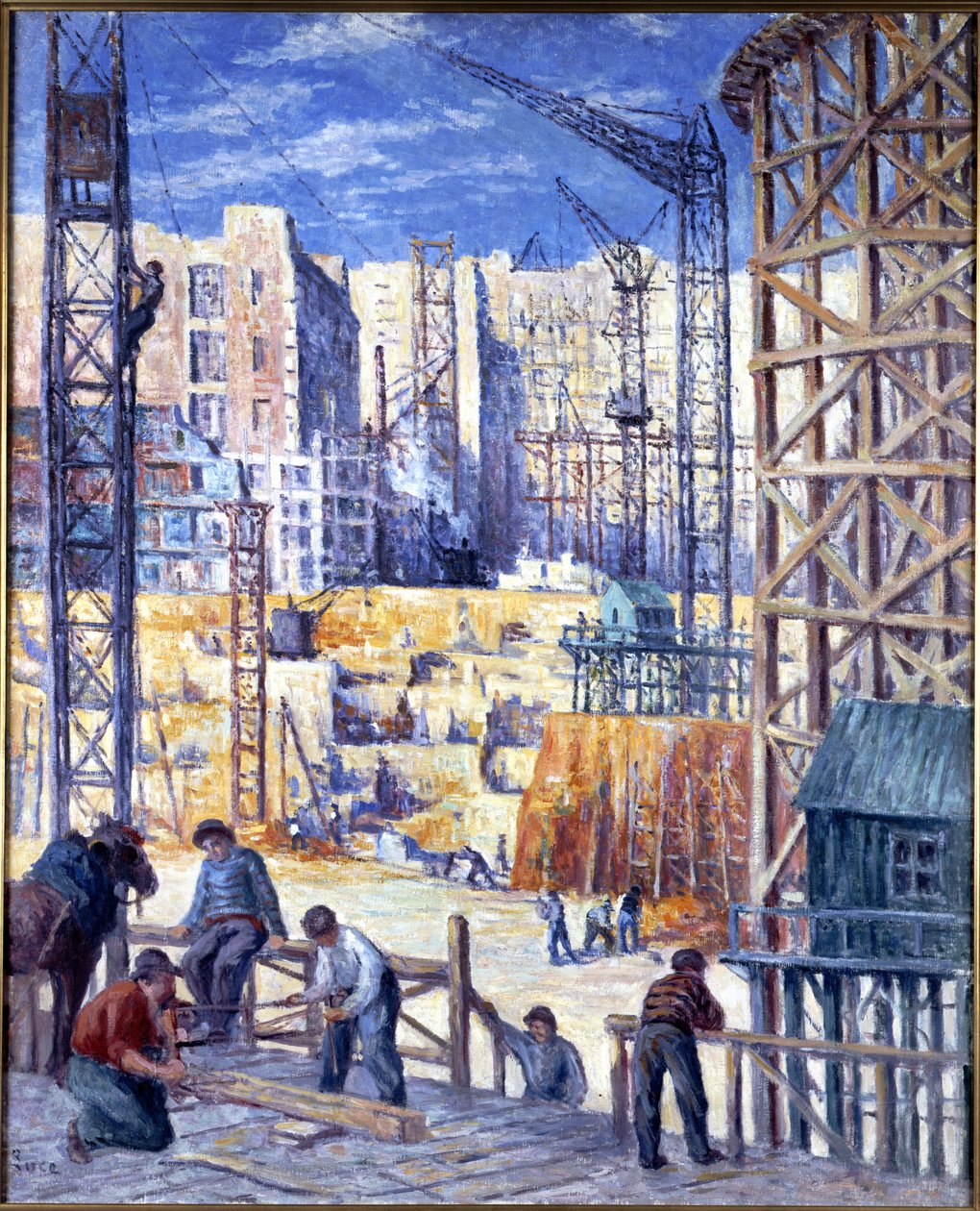 Byggeplads i Paris, Quai de Passy, ​​1907. af Maximilien Luce
