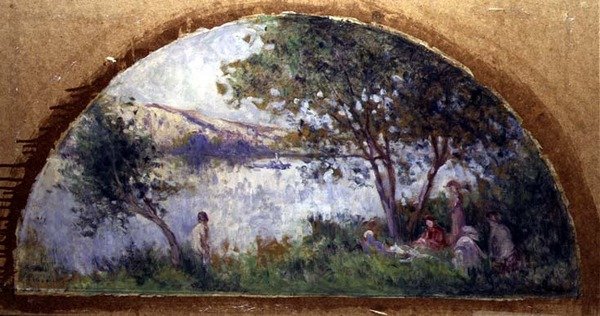 Ved søen (olie på panel) af Maximilien Luce