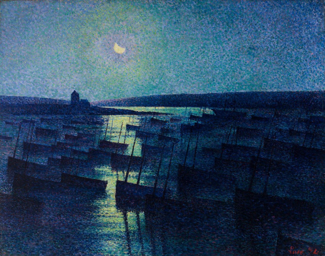 Camaret, Moonlight og Fiskerbåde af Maximilien Luce