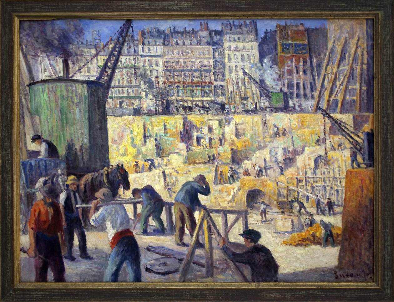 Byggeplads i Paris. Maleri af Maximilian Luce (1856-1941), olie på lærred af Maximilien Luce