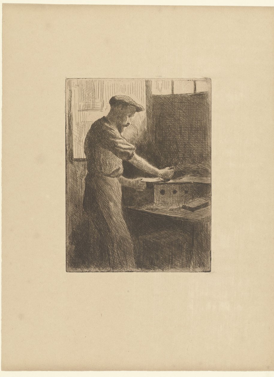 Printer på arbejde i studiet Imprimeur dansesøn atelier L