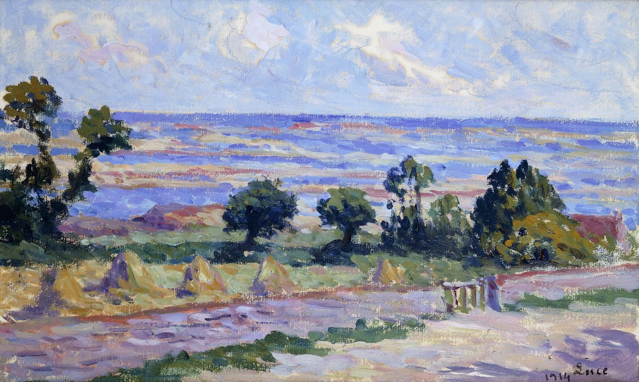 Høstakke ved Havet; Høstakke ved havet, 1914 af Maximilien Luce