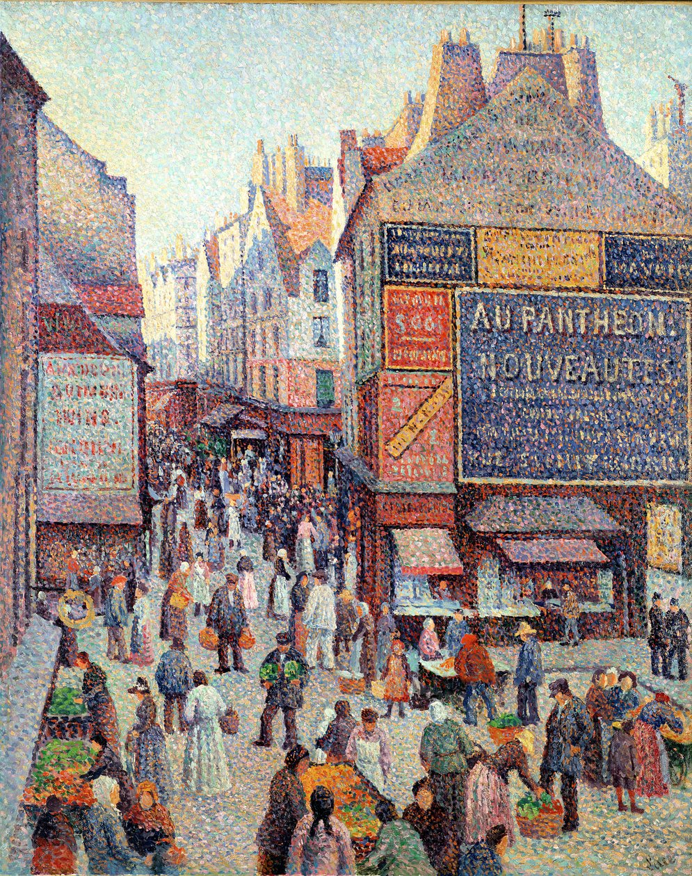 Rue Mouffetard, ca. 1889-90 (olie på lærred) af Maximilien Luce
