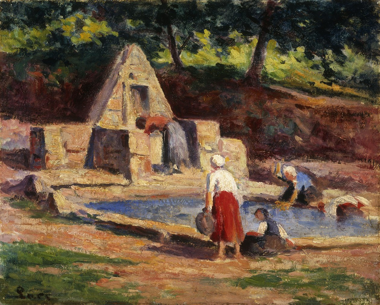 Vaskepiger, Kermouster; Kermouster, Les Lavandieres, 1914-1915 af Maximilien Luce