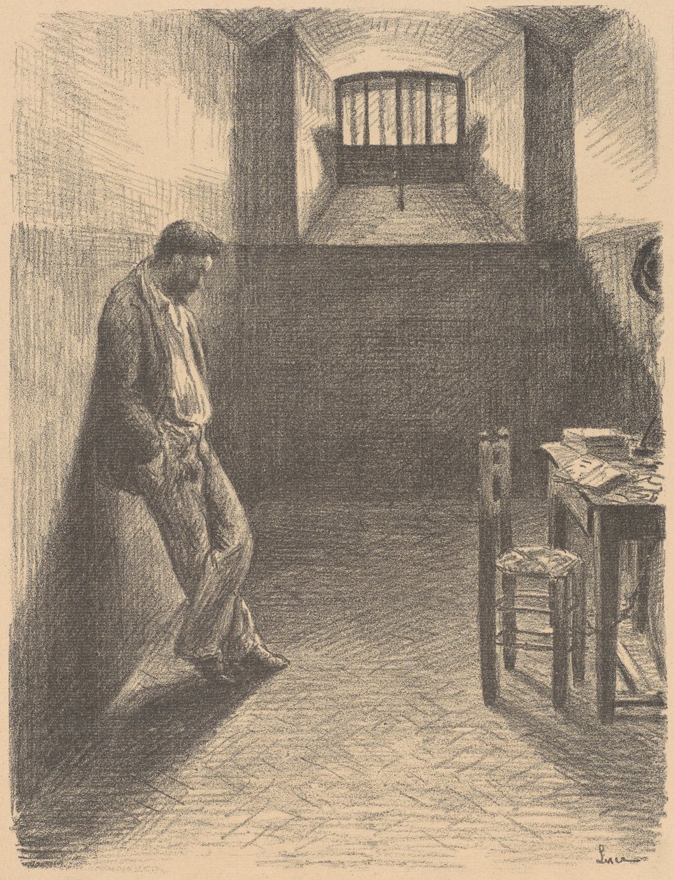 Selvportræt i Mazas-fængslet af Maximilien Luce