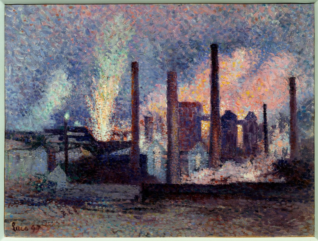 Udsigt over stålværket i Charleroi, Belgien Maleri af Maximilien Luce (1858-1941) 1897 Søn. 0,38x0,51 m Paris, musee d