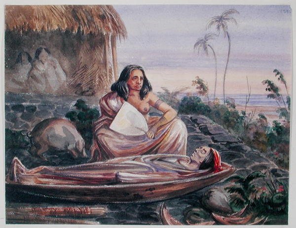 A Funeral in Tahiti, ca. 1841-48 (akvarel på papir) af Maximilien Radiguet