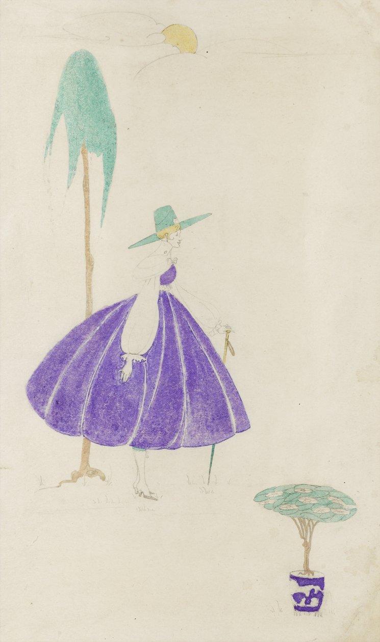 Kvinde i lilla kjole, 1914 af May Gardiner