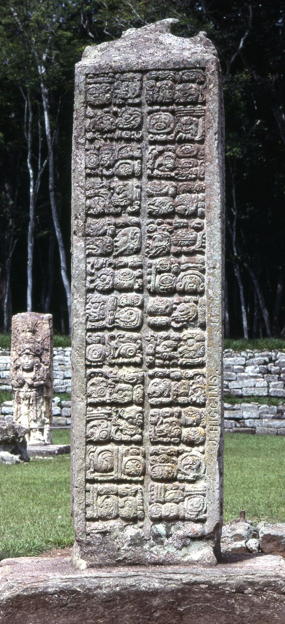 Bagsiden af stela A, Copan, sen klassisk periode, ca. 730 e.Kr af Mayan