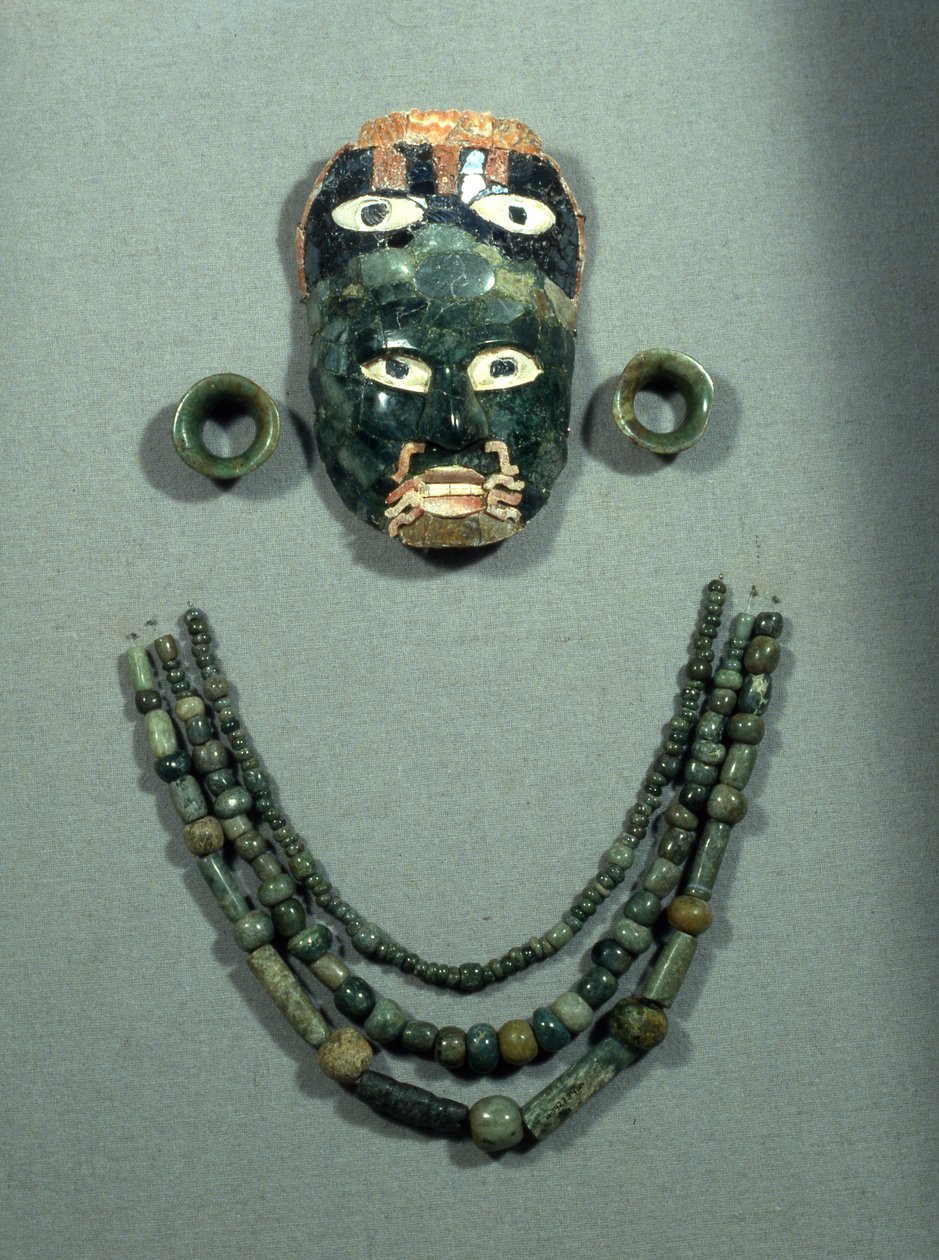 Gravskulptur fra Calakmul, senklassisk periode, 600-900 e.Kr. (jade) af Mayan