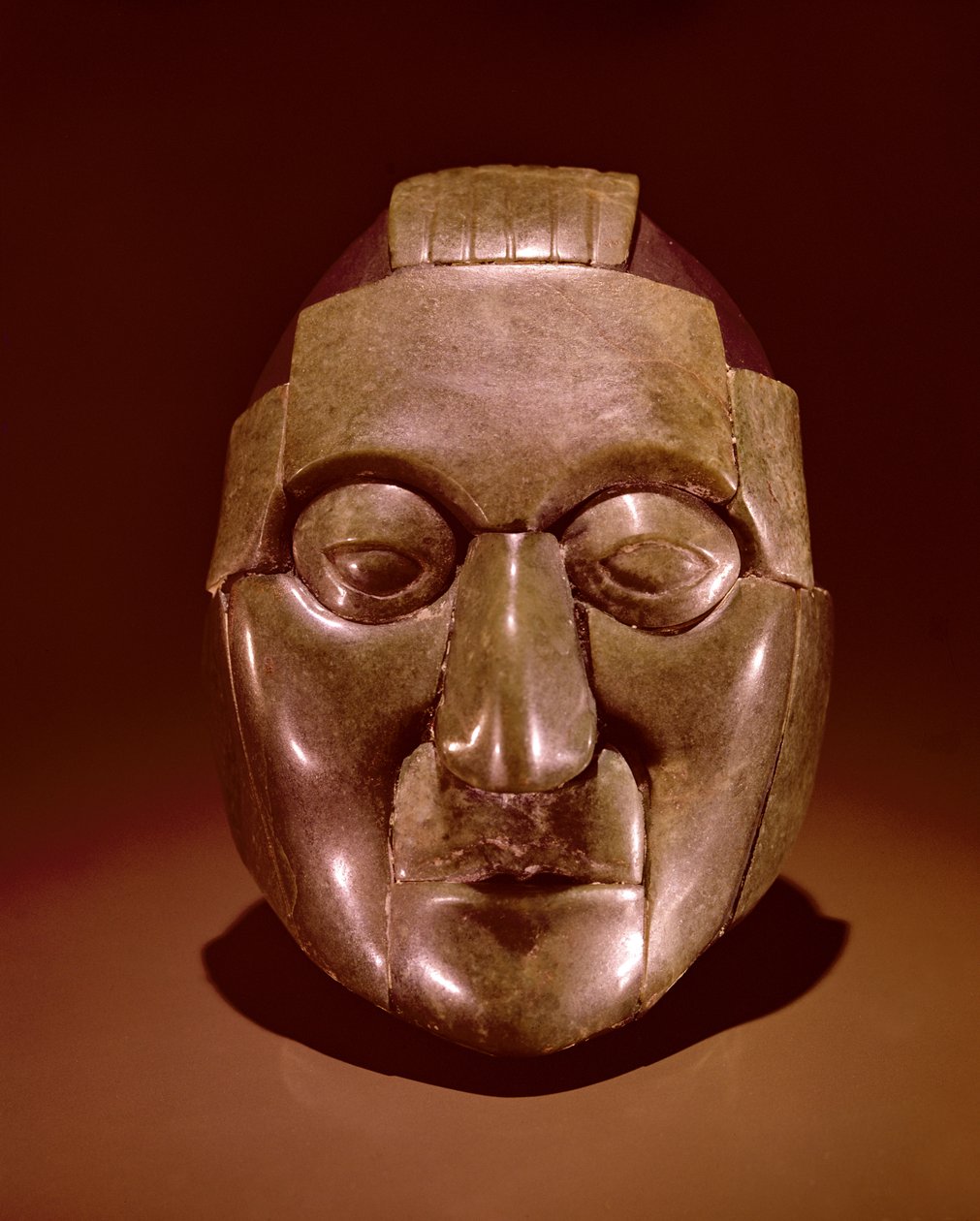 Mosaikmaske, der repræsenterer en gammel mand, fra Ruz-graven under Inskriptionstemplet i Palenque, Chipas (jade) af Mayan