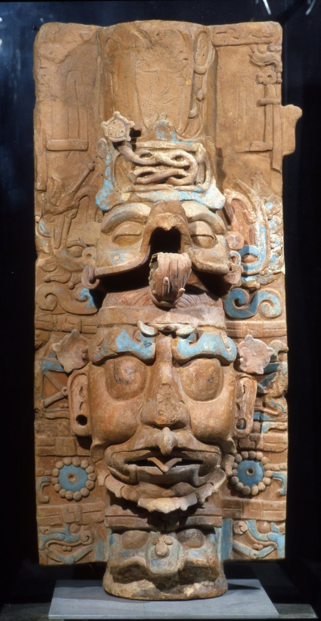 Palenque, røgelsebrænder, sen klassisk periode, 600-900 e.Kr. (terracotta) (bagsiden af 310199) af Mayan