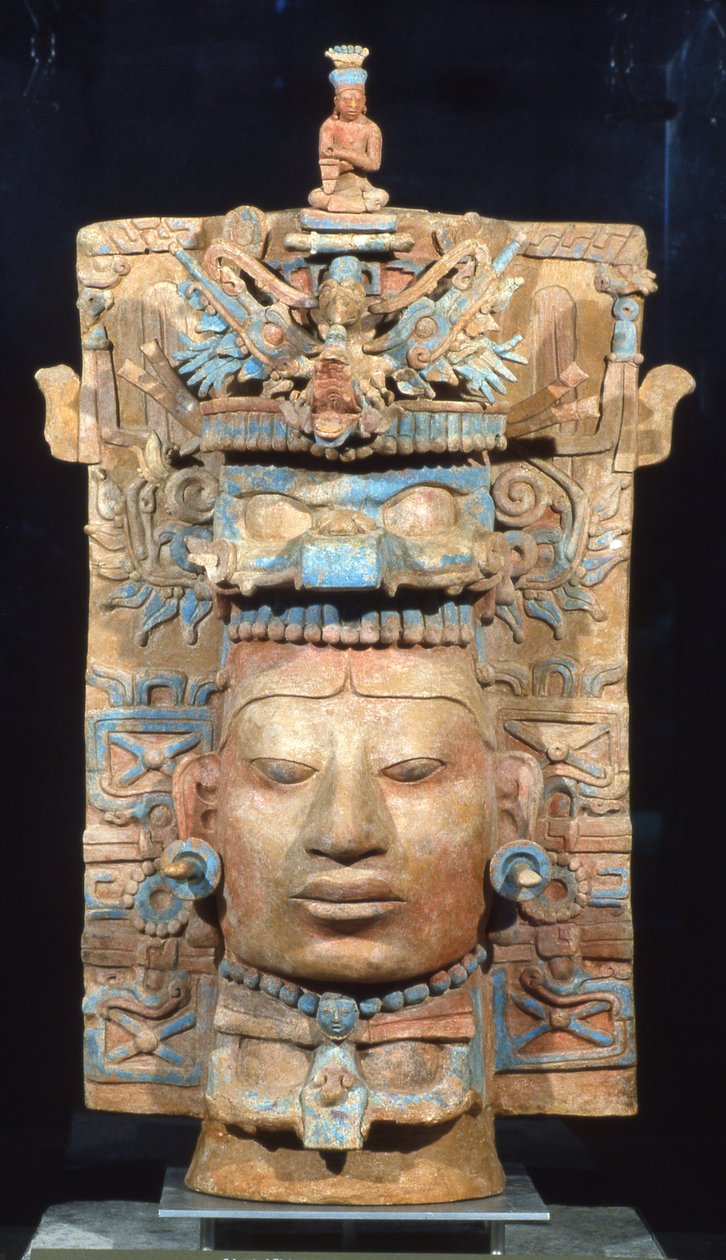 Palenque, røgelsebrænder, sen klassisk periode 600-900 e.Kr. (terracotta) af Mayan