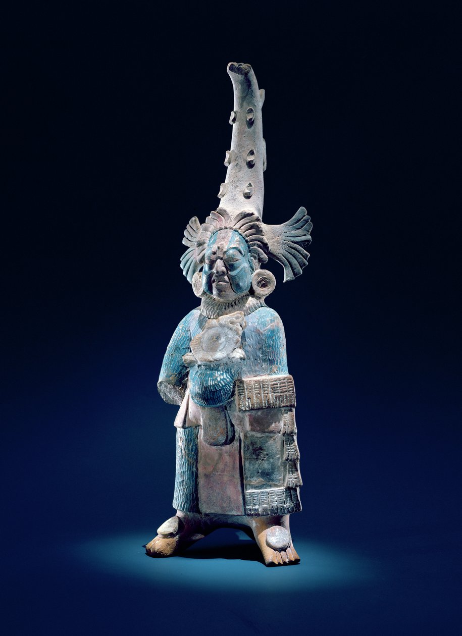 Præst i ceremonielle klæder, Isle of Jaina (ler og maling) af Mayan